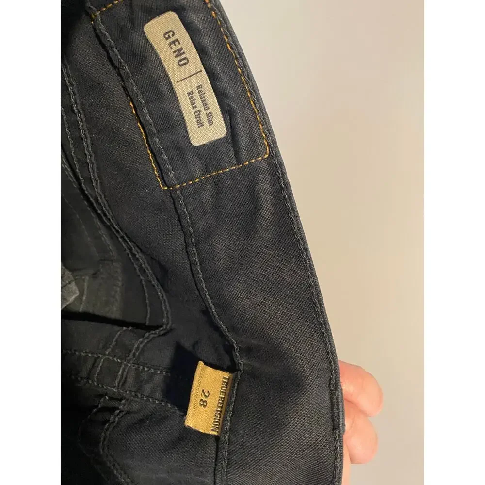 EUC True Religion mens relaxed slim fit geno jeans size 28 black-31x33